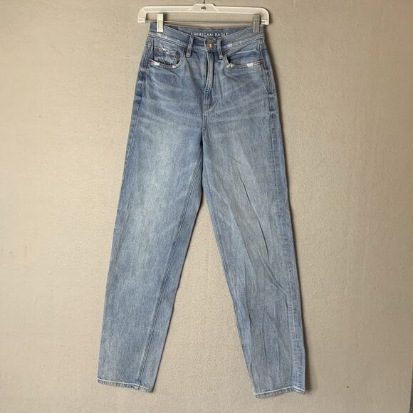 American Eagle Outfitters Denim - American Eagle Jean Women Size 00 Blue Baggy Tapered Y2K Distressed Retro